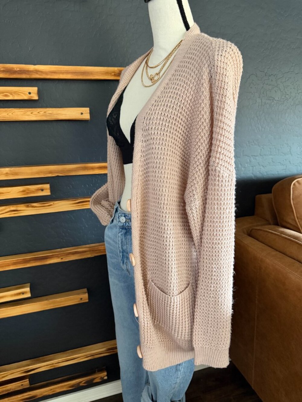 Button Front Large Knit Cardigan - Picture 2 of 2